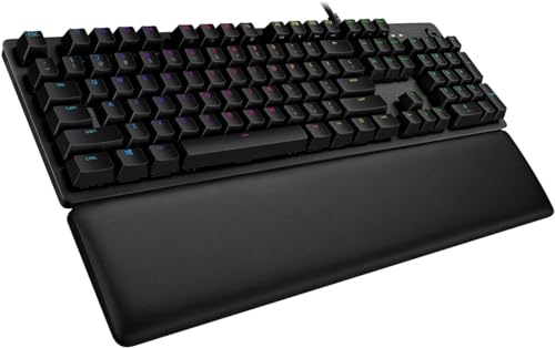 Logitech G513 mechanische Gaming-Tastatur, GX-Brown Taktile Switches, RGB-Beleuchtung, USB-Durchschleife, Handballenauflage mit Memory Foam, Aluminium-Gehäuse, US QWERTY-Layout - Schwarz von Logitech G