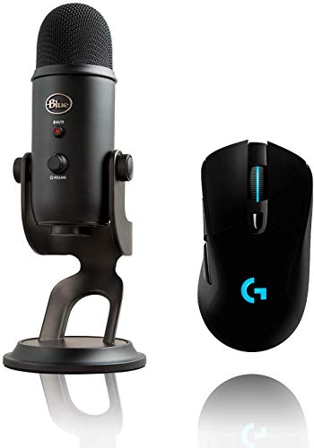 Logitech G703 Lightspeed kabellose Gaming-Maus mit Hero 16000 DPI Sensor + Blue Microphones Yeti USB-Mikrofon für Aufnahme und Streaming auf PC und Mac von Logitech G