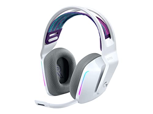 Logitech G733 LIGHTSPEED kabelloses Gaming-Headset mit Kopfbügel, LIGHTSYNC RGB, Blue VO!CE Mikrofontechnologie, PRO G Lautsprechern, Ultraleicht, 29-Stunden Akkulaufzeit, 20m Reichweite - Weiß von Logitech G