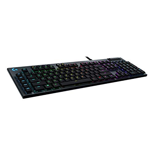 Logitech G815 mechanische Gaming-Tastatur, Clicky GL-Tasten-Switch mit flachem Profil, LIGHTSYNC RGB, Schlankes Design, 5 Programmierbare G-Tasten, Deutsches QWERTZ-Layout - Carbon von Logitech G