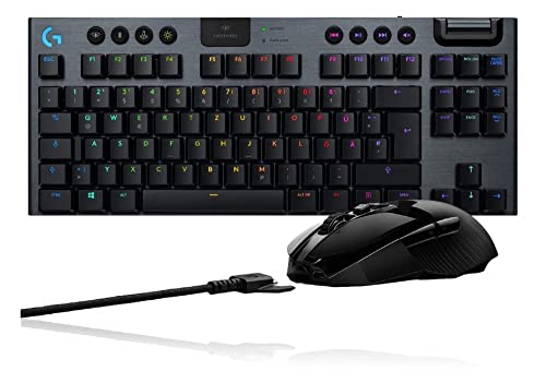 Logitech G903 LIGHTSPEED kabellose Gaming-Maus mit HERO 16000 DPI Sensor + Logitech G915 LIGHTSPEED TKL kabellose mechanische Gaming-Tastatur ohne Ziffernblock, Taktiler GL-Tasten-Switch von Logitech G