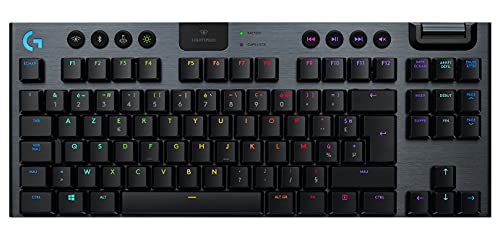 Logitech G915 LIGHTSPEED TKL kabellose mechanische Gaming-Tastatur ohne Ziffernblock, Clicky GL-Tasten-Switch mit flachem Profil, Französisches AZERTY Layout - Carbon von Logitech G