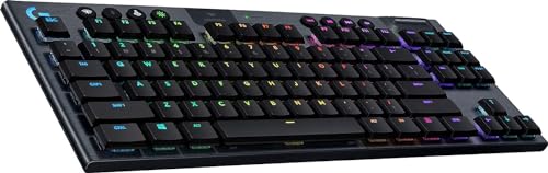 Logitech G915 LIGHTSPEED TKL kabellose mechanische Gaming-Tastatur ohne Ziffernblock, Clicky GL-Tasten-Switch mit flachem Profil, US QWERTY Layout - Carbon von Logitech G