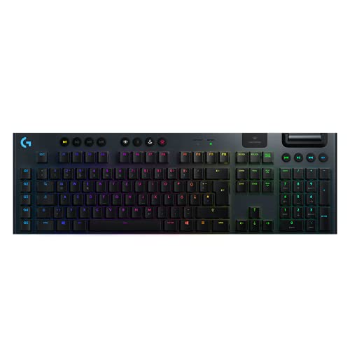 Logitech G915 LIGHTSPEED kabellose mechanische Gaming-Tastatur, Taktiler GL-Tasten-Switch mit flachem Profil, LIGHTSYNC RGB, Ultraschlankes Design, Deutsches QWERTZ-Layout - Carbon von Logitech G