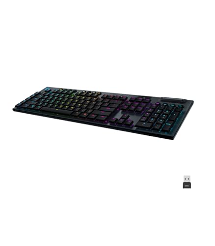 Logitech G915 LIGHTSPEED kabellose mechanische Gaming-Tastatur, Taktiler GL-Tasten-Switch mit flachem Profil, US QWERTY Layout - Carbon von Logitech G