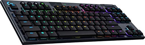 Logitech G915 TKL Tenkeyless Lightspeed Wireless RGB Mechanisches Gaming Keyboard, Linear Schalter Low-Profile-Schalter-Optionen, LIGHTSYNC RGB, Advanced Wireless und Bluetooth Support - Schwarz von Logitech G