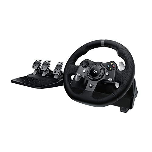 Logitech G920 Driving Force Gaming Rennlenkrad, Zweimotoriges Force Feedback, 900° Lenkbereich, Verstellbare Edelstahl Bodenpedale, für Xbox Series X|S, Xbox One/PC/Mac, UK-Stecker - Schwarz von Logitech G