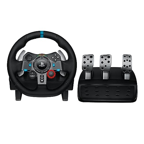 Logitech USB G29 Driving Force Gaming Rennlenkrad, Zweimotorig Force Feedback, 900° Lenkbereich, Racing-Lenkrad, Verstellbare Edelstahl Bodenpedale, PS4/PS3/PC/Mac - UK-Stecker - Schwarz, PC von Logitech G