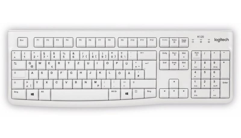 LOGITECH USB-Tastatur K120, QWERTZ, weiß von Logitech