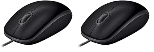 Logitech B110 Kabelgebundene USB-Maus, geräuschlose Tasten, Komfortables Design in voller Größe, beidhändig bedienbar PC/Mac/Laptop - Grau (Packung mit 2) von Logitech