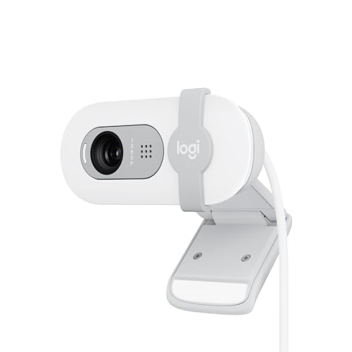 Logitech Brio 100 Full HD-Webcam für Meetings und Streaming, Auto-Lichtausgleich, integriertes Mikrofon, Abdeckblende, USB-A, für Microsoft Teams, Google Meet, Zoom und mehr - Weiß von Logitech