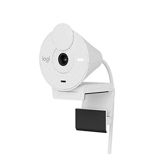 Logitech Brio 300 Full HD-Webcam mit Sichtschutz, Mikrofon mit Rauschunterdrückung, USB-C, Zertifiziert für Zoom, Microsoft Teams, Google Meet, Streaming, Automatische Lichtkorrektur - Weiß von Logitech