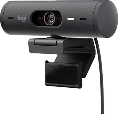 Logitech Brio 500 Full HD-Webcam Klemm-Halterung, Stereo-Mikrofon, Integrierte Abdeckblende von Logitech