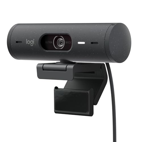 Logitech Brio 500 Full-HD-Webcam mit Auto-Lichtkorrektur, Zeigemodus, Doppelmikrofon + Rauschunterdrückung, Webcam-Abdeckung, für Microsoft Teams, Google Meet, Zoom, USB-C-Kabel - Graphit von Logitech