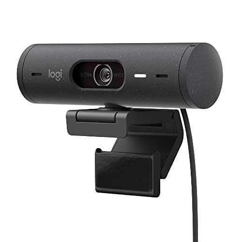 Logitech Brio 500 Full-HD-Webcam mit Auto-Lichtkorrektur, Zeigemodus, Doppelmikrofon + Rauschunterdrückung, Webcam-Abdeckung, für Microsoft Teams, Google Meet, Zoom, USB-C-Kabel - Graphit von Logitech