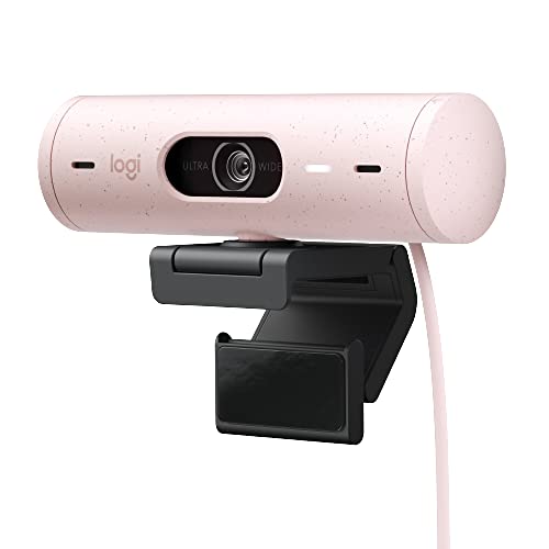 Logitech Brio 500 Full-HD-Webcam mit Auto-Lichtkorrektur, Zeigemodus, Doppelmikrofon + Rauschunterdrückung, Webcam-Abdeckung, für Microsoft Teams, Google Meet, Zoom, USB-C-Kabel - Rosa von Logitech