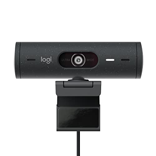 Logitech Brio 505 Full HD-Webcam mit automatischer Belichtungskorrektur, Auto-Framing, Präsentationsmodus, 2 Mikrofonen mit Geräuschunterdrückung, Abdeckblende - Msft Teams, Google Meet, Zoom - Grau von Logitech