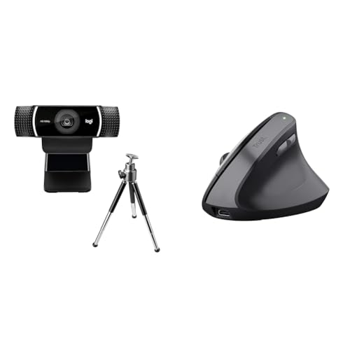 Logitech C922 PRO Webcam & Trust Yuno Wiederaufladbare Vertikale Maus, Kabellose von Logitech