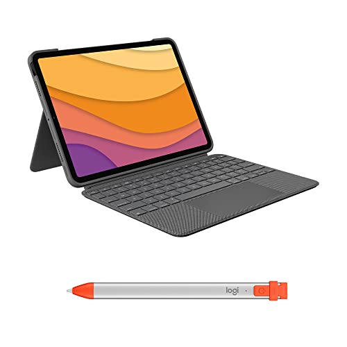 Logitech Combo Touch Tastatur-Case für iPad Air (4. Gen. – 2020 | 5. Gen.– 2022) + Crayon digitaler Zeichenstift für alle iPads (ab 2018) - DEU QWERTZ - Grau von Logitech