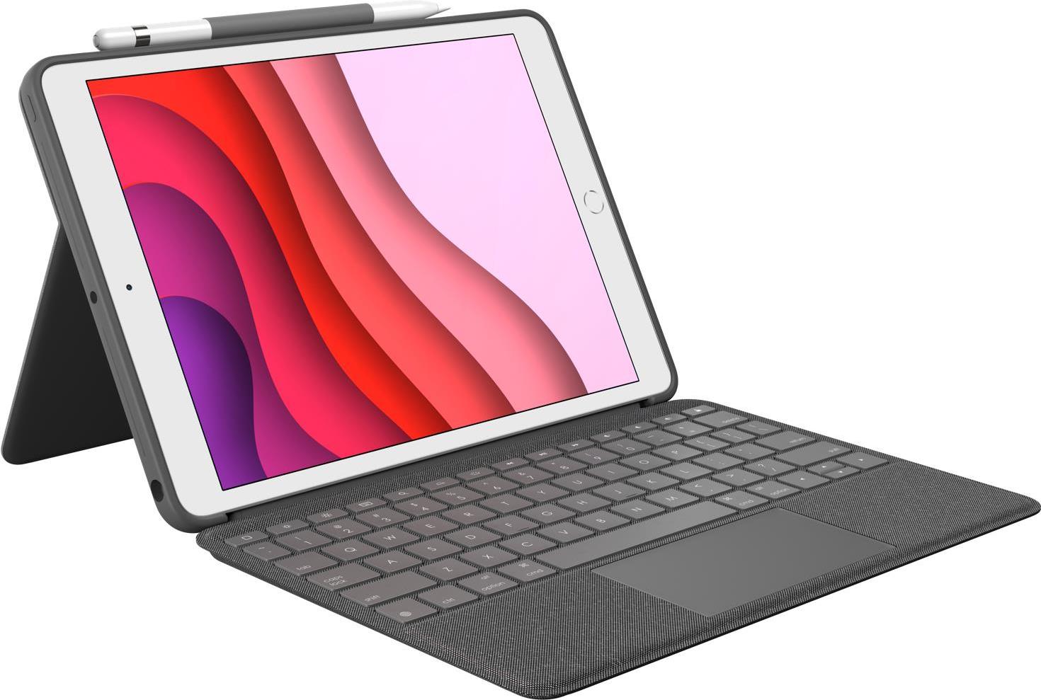 Logitech Combo Touch - Tastatur und Foliohülle - mit Trackpad - hintergrundbeleuchtet - Apple Smart connector - Deutsch - Graphite - für Apple 10.2 iPad (7. Generation & 9. Generation), 10.5 iPad Air, 10.5 iPad Pro (920-009624) von Logitech