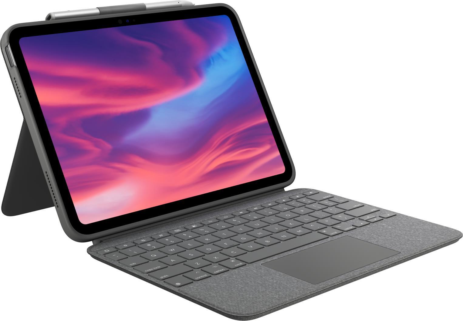 Logitech Combo Touch - Tastatur und Foliohülle - mit Trackpad - hintergrundbeleuchtet - Apple Smart connector - QWERTZ - Deutsch - Oxford Gray (920-011435) von Logitech