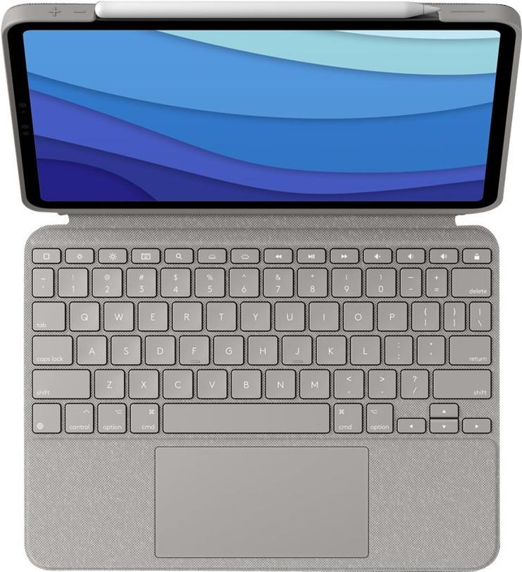 Logitech Combo Touch - Tastatur und Foliohülle - mit Trackpad - hintergrundbeleuchtet - Apple Smart connector - QWERTZ - Deutsch - Sand - für Apple 27,90cm (11)  iPad Pro (1. Generation, 2. Generation, 3. Generation) (920-010166) von Logitech