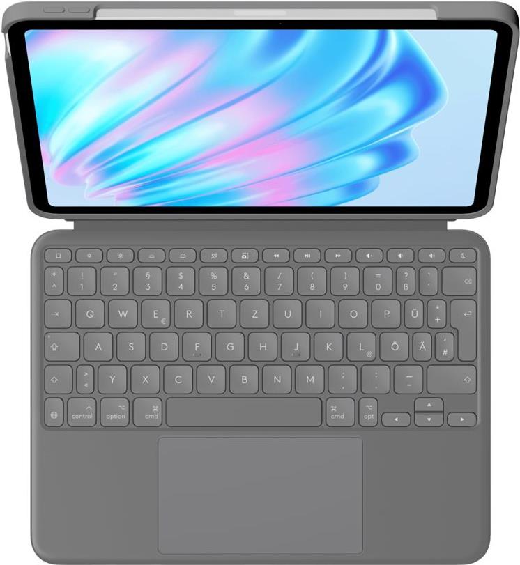 Logitech Combo Touch - Tastatur und Foliohülle - mit Trackpad - hintergrundbeleuchtet - Apple Smart connector - QWERTZ - Deutsch - Oxford Gray - für Apple 10,9-inch iPad Air, 11-inch iPad Air (920-012629) von Logitech