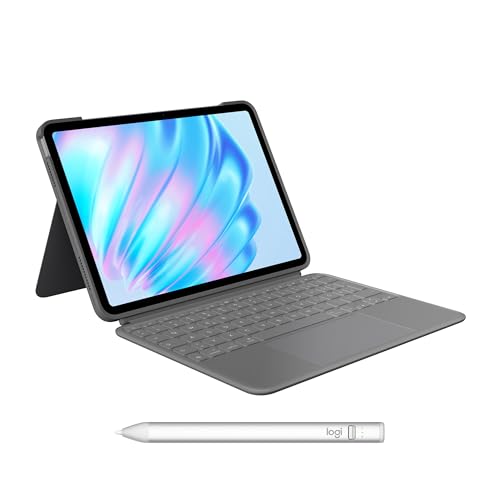 Logitech Combo Touch iPad Air 11 Zoll (M2), iPad Air (4. und 5. Generation – 2020, 2020) Tastatur-Case Crayon digitaler Stift (ab 2018), Deutsches QWERTZ-Layout - Grau von Logitech