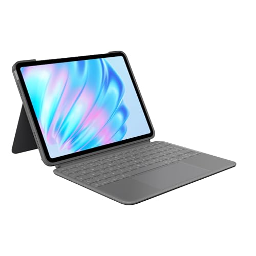 Logitech Combo Touch Tastatur-Case für iPad Air 11 Zoll (M2 und M3), iPad Air (5. Generation) – Abnehmbare Tastatur mit Hintergrundbeleuchtung und Halterung, Deutsches QWERTZ-Layout - Grau von Logitech