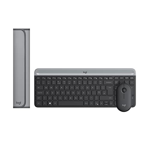 Logitech Desk Mat – Studio-Serie, multifunktionale große Schreibtischunterlage + MK470 Slim Wireless Keyboard & Mouse Combo von Logitech