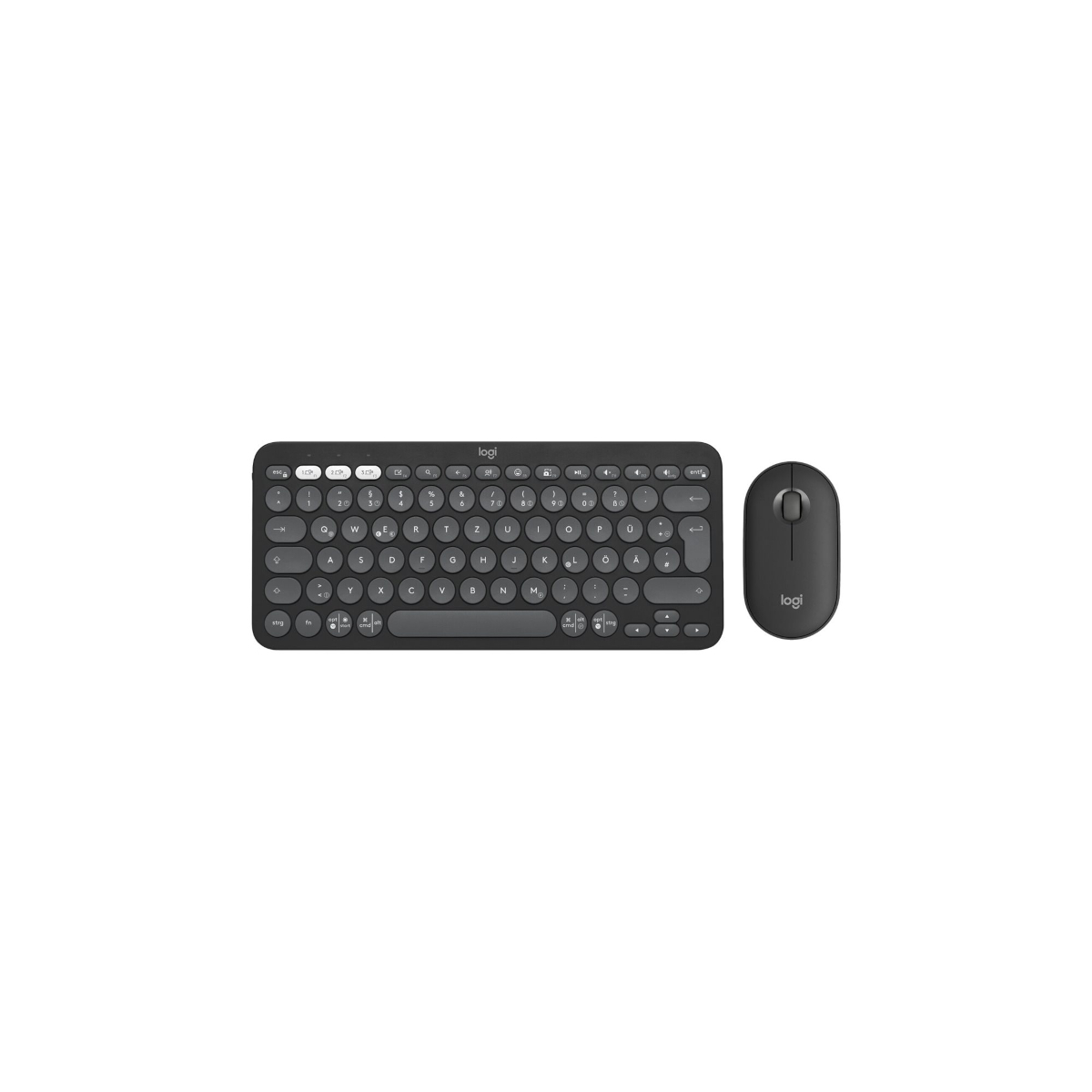 Logitech Desktopset PEBBLE 2 COMBO, grafit Schlanke Multi-Device Bluetooth®-Tastatur und -Maus mit anpassbaren Tasten. von Logitech