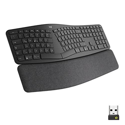 Logitech ERGO K860 for Business geteilte kabellose Tastatur – Ergonomisches Design, gesicherte Logi Bolt Technologie, Bluetooth, weltweit zertifiziert, Windows/Mac/Chrome/Linux, DEU QWERTZ - Graphit von Logitech