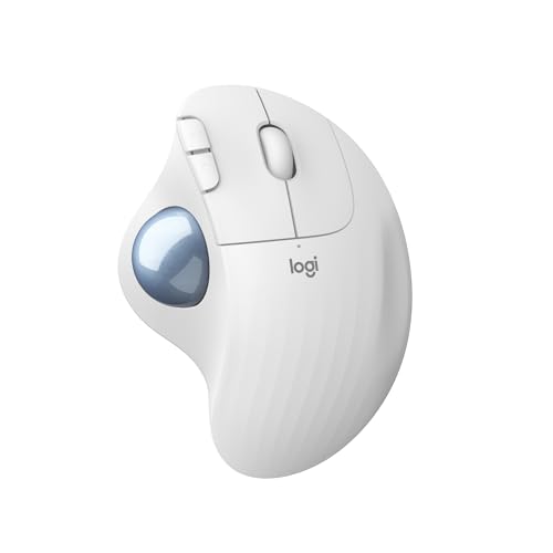 Logitech ERGO M575 Wireless Trackball Maus - Einfache Steuerung mit dem Daumen, flüssige Bewegungen, ergonomisches Design, für Windows, PC & Mac mit Bluetooth- & USB-Funktion - Weiß von Logitech