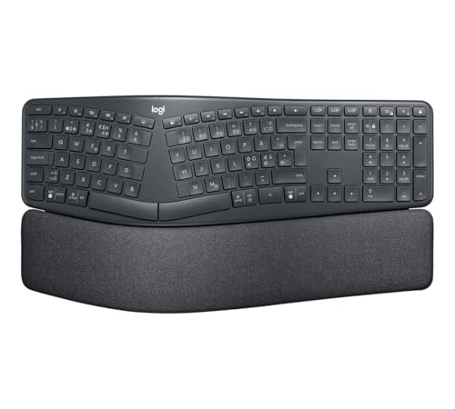Logitech Ergo K860 kabellose ergonomische Tastatur – Handballenauflage, Geteilte Tastatur, Bluetooth und USB-Verbindung, für Windows/Mac, Skandinavisch QWERTY-Layout - schwarz [Bulk] von Logitech