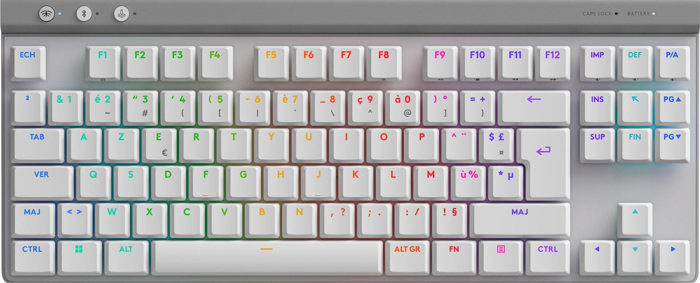 Logitech G G515 - Tastatur - LIGHTSPEED - TKL - Hintergrundbeleuchtung - USB, Bluetooth, 2.4 GHz - AZERTY - Französisch - Tastenschalter: GL Tactile - weiß (920-012547) von Logitech