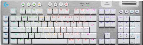 Logitech G G915 X - Tastatur - LIGHTSPEED - Hintergrundbeleuchtung - kabellos - Bluetooth 5.0, 2.4 GHz, USB - QWERTY - US International - Tastenschalter: GL Tactile - weiß (920-012690) von Logitech