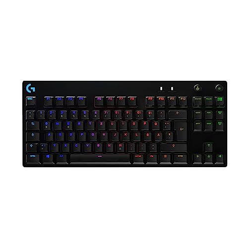 Logitech G PRO TKL mechanische Gaming-Tastatur, GX Blue Clicky Switches, LIGHTSYNC RGB, Design ohne Nummernblock für Esport Gaming, Abnehmbares Mikro-USB-Kabel, Deutsches QWERTZ-Layout - Schwarz von Logitech