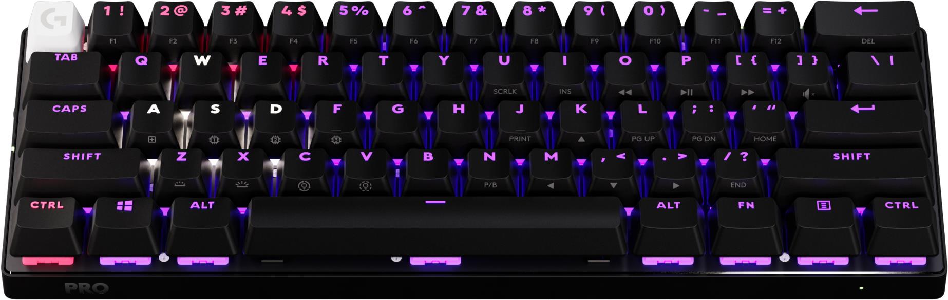 Logitech G PRO X 60 - Tastatur - Gaming - 60% - TKL - Hintergrundbeleuchtung - Bluetooth, 2.4 GHz - QWERTY - US International - Tastenschalter: Tactile - Schwarz (920-011911) von Logitech