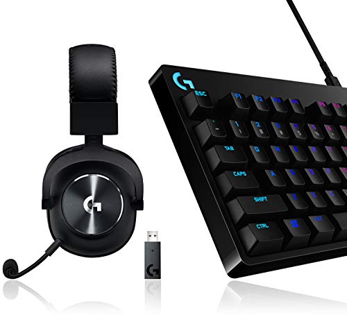 Logitech G PRO X LIGHTSPEED Gaming-Headset (2. Generation) mit Blue VO!CE + Logitech G PRO TKL mechanische Gaming-Tastatur, GX-Blue Clicky Switches, LIGHTSYNC RGB von Logitech G