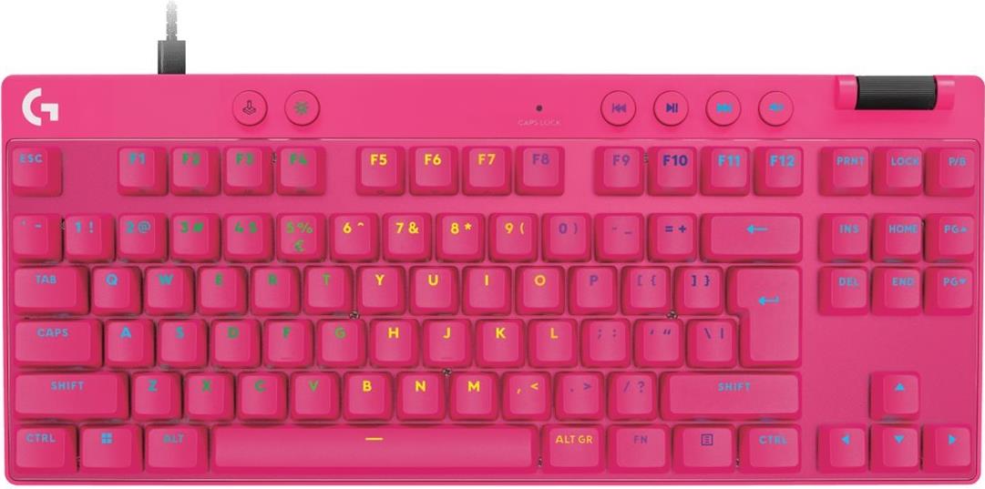 Logitech G PRO X RAPID - Tastatur - TKL - Hintergrundbeleuchtung - USB - QWERTY - US International - Tastenschalter: Linear - pink (920-013253) von Logitech