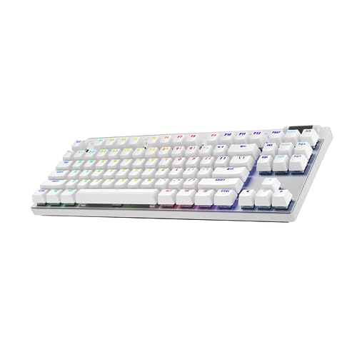 Logitech G PRO X TKL LIGHTSPEED kabellose Gaming-Tastatur, ultramobiles Design ohne Ziffernblock, LIGHTSYNC RGB, PBT-Tastenkappen, Tactile Switches (GX Brown), QWERTZ Deutsches, PC - Weiß von Logitech G