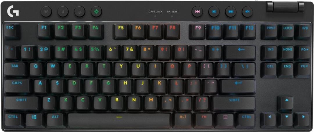 Logitech G PRO X TKL - Tastatur - Gaming - Hintergrundbeleuchtung - Bluetooth, 2.4 GHz - QWERTY - US International - Tastenschalter: Tactile - Schwarz (920-012136) von Logitech