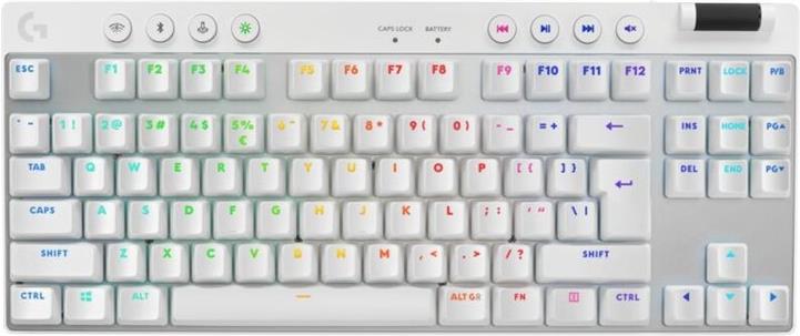 Logitech G PRO X TKL - Tastatur - Gaming - Hintergrundbeleuchtung - Bluetooth, 2.4 GHz - QWERTY - US International - Tastenschalter: Tactile - weiß (920-012148) von Logitech