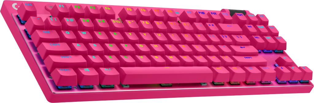 Logitech G PRO X TKL - Tastatur - Hintergrundbeleuchtung - Bluetooth, 2.4 GHz - QWERTY - US International - Tastenschalter: Tactile - pink (920-012159) von Logitech