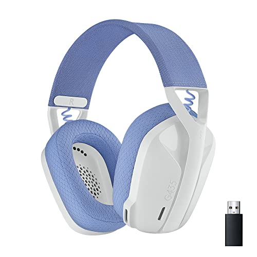 Logitech G435 LIGHTSPEED Kabelloses Bluetooth-Gaming-Headset, Leichte Over-Ear-Kopfhörer, Integrierte Mikrofone, 18h Akku, Kompatibel mit Dolby Atmos, PC, PS4, PS5, Handy, Nintendo Switch - Weiß von Logitech