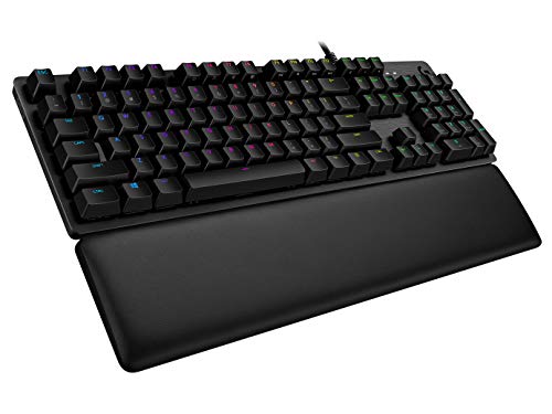 Logitech G513 mechanische Gaming-Tastatur, GX-Red Linear Switches, RGB-Beleuchtung, USB-Durchschleife, Handballenauflage mit Memory Foam, Aluminium-Gehäuse, Skandinavisches-Layout - Schwarz von Logitech