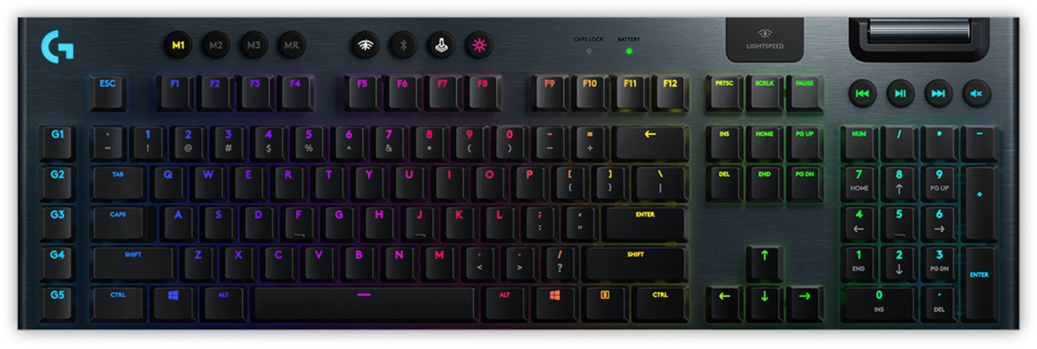 Logitech G915 Lightspeed Wireless Gaming-Tastatur taktile Switches schwarz von Logitech