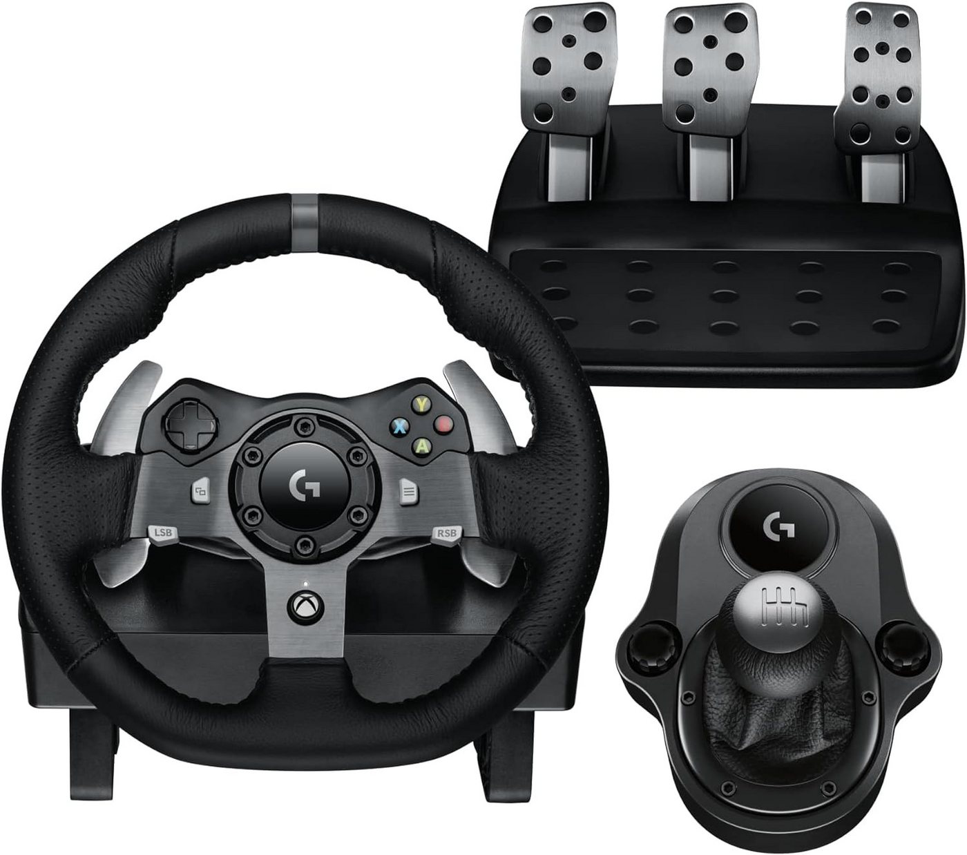 Logitech G920 Xbox PC Lenkrad mit Schaltung und Pedalen Gaming-Lenkrad (Driving Force Komplett Set mit 6 Gänge Schaltknauf Schalthebel, Rennlenkrad, Bremspedale) von Logitech