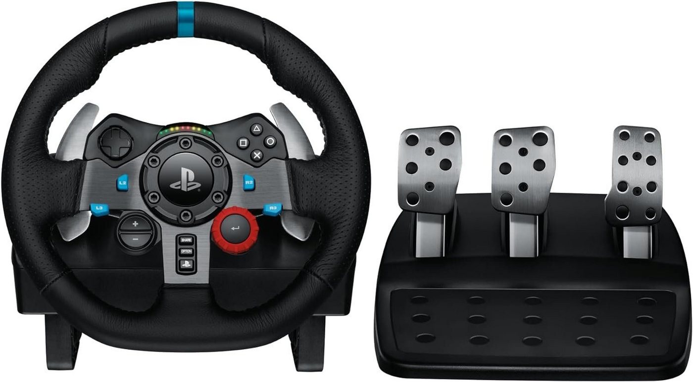 Logitech Gaming Rennlenkrad,900° Lenkbereich, Racing Leder-Lenkrad Gaming-Lenkrad (mit Pedale und Shifter, schalten, Gaming Konsole, 2 St., Gaming Lenkrad, für Pc,Ps4,Ps5,Xbox,Switch) von Logitech