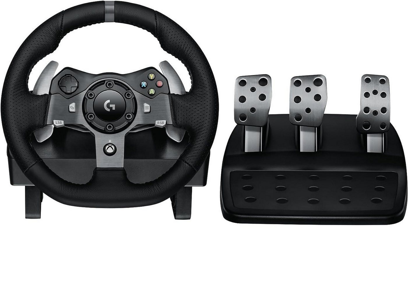 Logitech Gaming Rennlenkrad,ForceFeedback,900°Lenkbereich,Racing Leder-Lenkrad Gaming-Lenkrad (mit Pedale und Shifter, schalten, Gaming Konsole, 2 St., Gaming Lenkrad, für Pc,Ps4,Ps5,Xbox,Switch) von Logitech